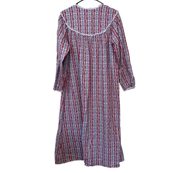 Lanz of Salzburg Tyrolean Flannel Nightgown Red And Blue Hearts Size M Cozy - Picture 2 of 11